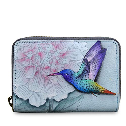 Image of Anuschka Women's Hand-Painted Genuine Leather Accordion Style Credit And Business Card Holder - Rainbow Birds