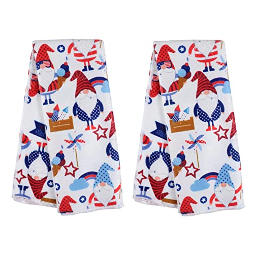Hand Towel Set 2 Pack Decorate Your Kitchen Décor – Home Décor -Bath Towels Kitchen Linens (Red White and Blue Patriotic Gnomes)