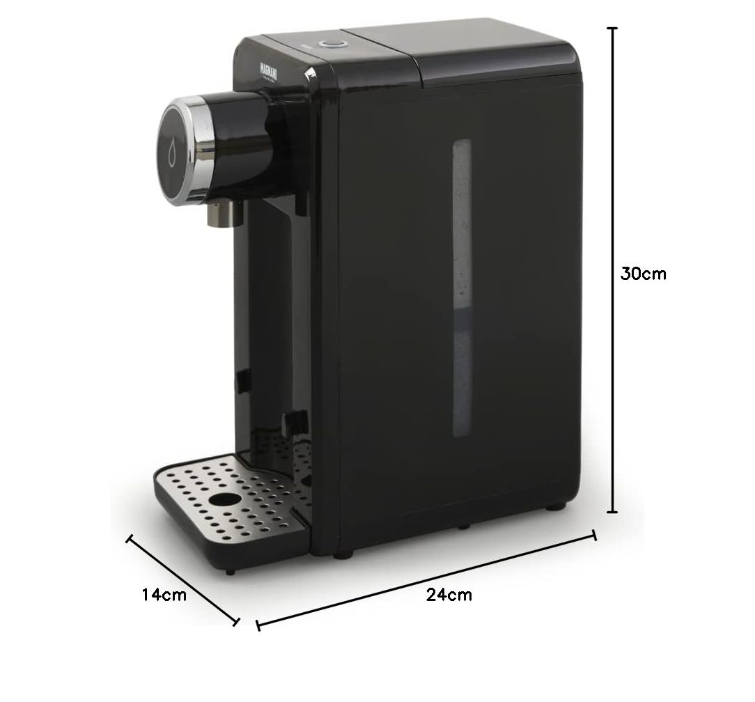 MAGNANI Hot Water Dispenser with dimensions labeled: 30cm height, 14cm width, 24cm depth
