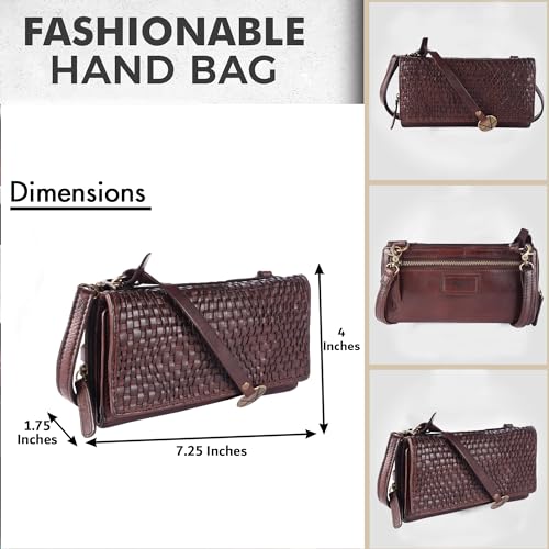 Genuine Leather Wallets for Women, Small Wallet for Ladies Zipper Coin Purse Credit Card Holder with Strap (VL-409-Brown)4