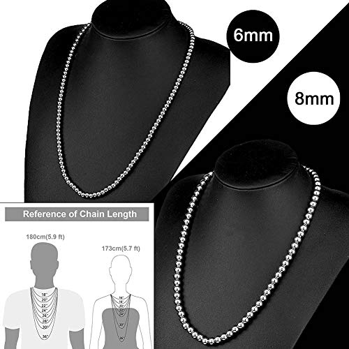 Image of Necklace or Bracelet for Women and Men, Beaded Chain Stainless Steel, Handmade Jewelry, Thick of 6-8MM and Length of 7-40 inch Optional