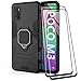 Produktbild TANYO Hülle + Displayschutz [2 Stück] für Xiaomi Poco M3, TPU/PC Hybrid Stoßfest Armor Bumper Handyhülle [360° Kickstand] mit Panzerglas Schutzfolie, Schwarz