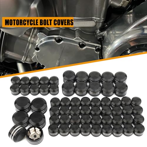 Image of Motorcycle Bolt Covers Head Bolts Engine Toppers Caps Kit for Harley 2017-2025 Touring Road King Street Glide Electra Road Glides 2018-2025 Softail Fatbob Breakout (White Black)