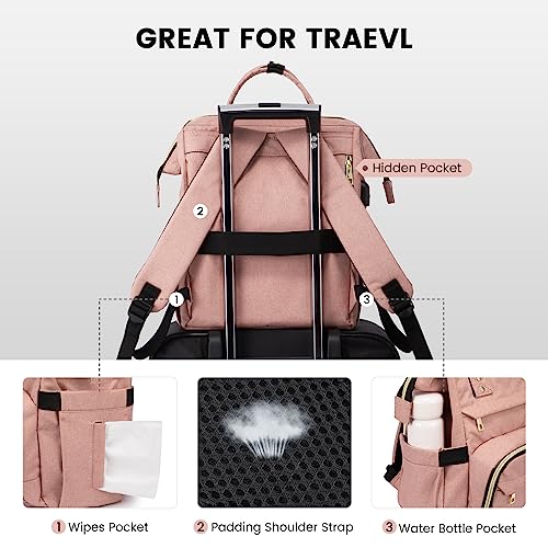 Lovevook Laptop Backpack Women Teacher Backpack Nurse Bags, 15.6 Inch Womens Work Backpack Purse Waterproof Anti-Theft Travel Back Pack With Usb Charging Port (Light Pink) #TOP2