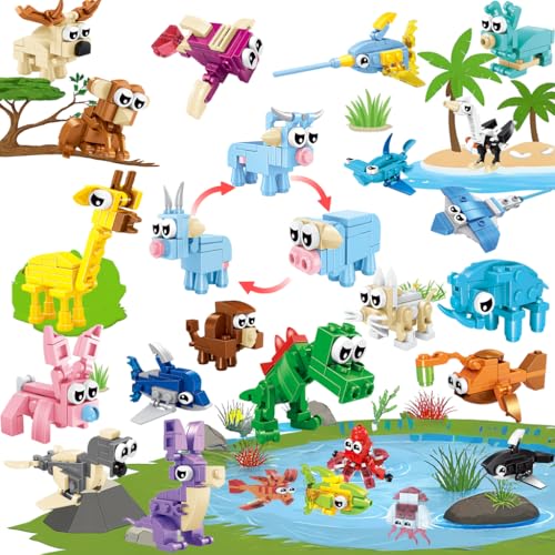 SLCGCAS 24 Pack Party Favors Building Blocks, 72 Pieces Ocean Animal Building Blocks Toys Classroom Prizes Gift Bag Fillers for Boys and Girls,Party Favors for Kids
