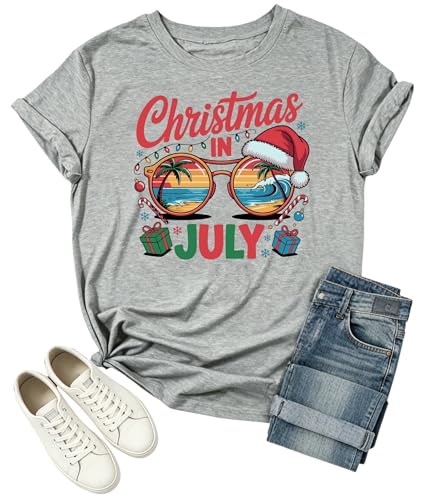 Christmas Shirts for Women Christmas Hawaiian Shirt Xmas in July Gift Tropical Shirts Beach Tops Summer Short Sleeve Green