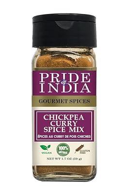 Pride of India | Chickpea Curry Masala Seasoning – 1.7 oz Small Dual Sifter Bottle | Authentic Indian Chana Masala Curry Powder | Authentic Indian Chole Curry Spice