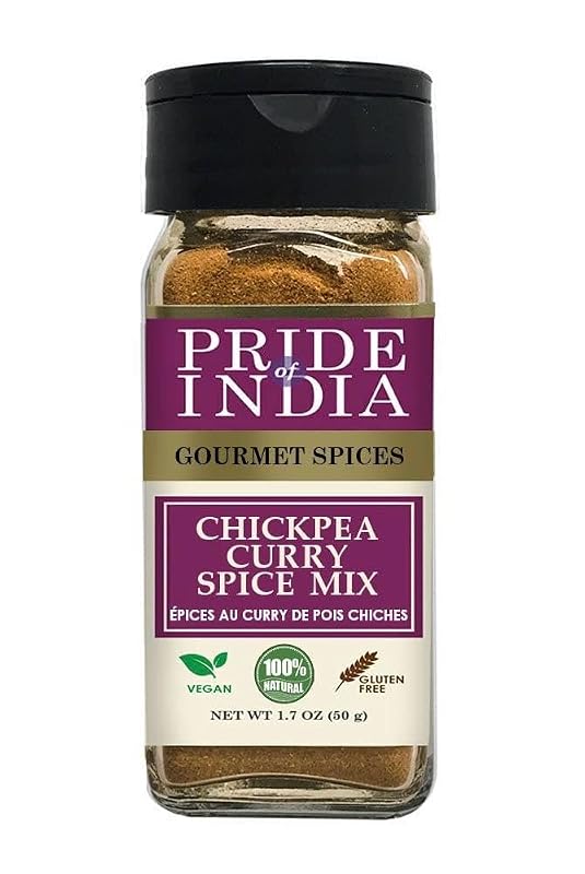 Pride of India | Chickpea Curry Masala Seasoning – 1.7 oz Small Dual Sifter Bottle | Authentic Indian Chana Masala Curry Powder | Authentic Indian Chole Curry Spice