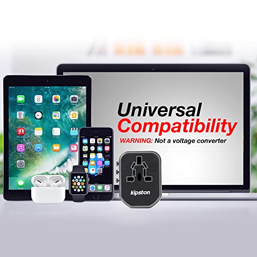 image for Kipston Universal Travel Adapter- with A 15W Type C Travel Charger, 2 