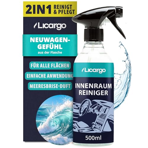 LICARGO Auto Innenraum Reiniger - Meeresbrise Duft (500ml) - Cockpitpflege für die Innen Reinigung von Kunststoff, Armaturen, Polster & Leder - Autopflege, Autoreinigung, Cockpit Reiniger Auto