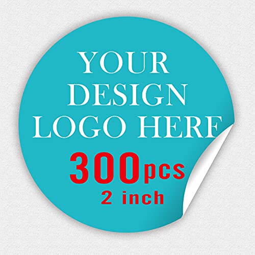 300pcs Custom Stickers for Business Logo Cheap , Customized Design Your Own Personalized Product Labels Print Glossy Round Promote The Company Brand Small Zise (2" Circle)