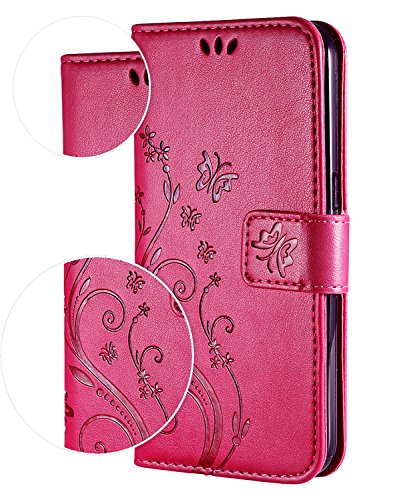 Flyee Case Compatible With Samsung Galaxy S8 (5.8 Inch,Released In 2017),Wallet Case For Women And Girls With Card Holder,Leather Flip Case Kickstand For Galaxy S8-Embossed Flowers Rose #TOP1