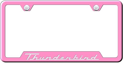 Miniatura 6 de Au-Tomotive Gold, INC. Marco de licencia oficial grabado con láser para Ford Thunderbird Cromado,Rosado,https://www.amazon.com/dp/undefined