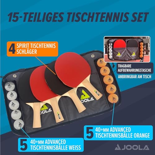 JOOLA Family Premium Ping Pong Paddles Set of 4 - Advanced Table Tennis Rackets, 10 Training 3 Star Ping Pong Balls, and Storage Case - Competitive or Recreational Play - Indoor and Outdoor Compatible3