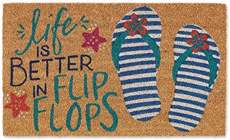 DII Natural Coir Doormat, Fun Greeting Mat, Flip Flop, 18x30