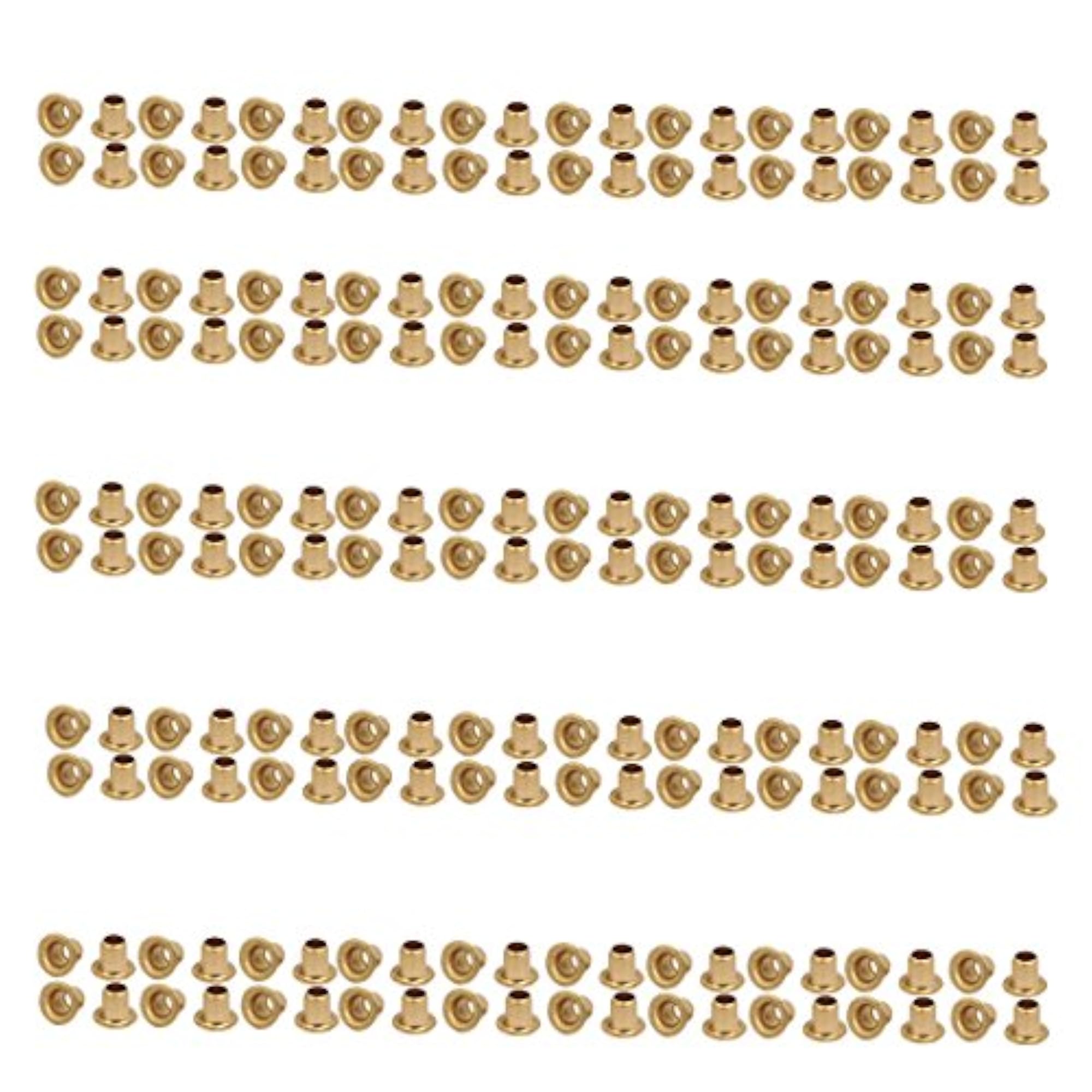 Brass Plated Metal Hollow Eyelets Rivets Gold Tone