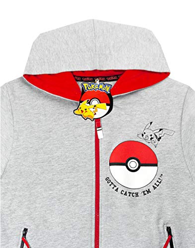 Pokemon Boys Hoodie Zip Up Grey Long Sleeve Hooded Sweater2