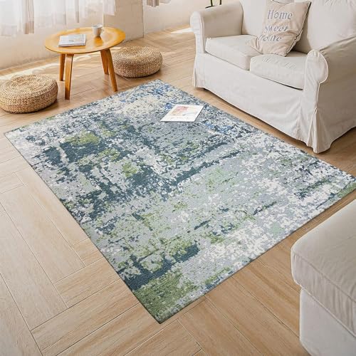 Image of Printed Rug Soft Floor Carpets with Anti Slip Backing for Living Room | Bedroom | Kids Room (Grey Green, 4x6 Feet)