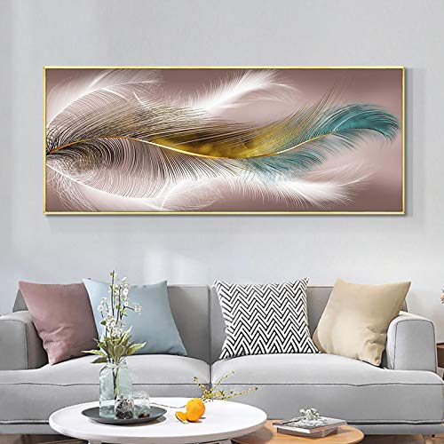 Impression nordique plumes et affiches abstraites modernes, toile décoration murale 20x50 cm
