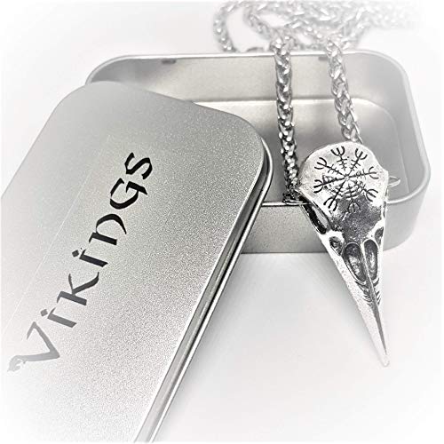 VIKINGS - Collar con colgante de cuervo de Yelmo de Awe/Terror