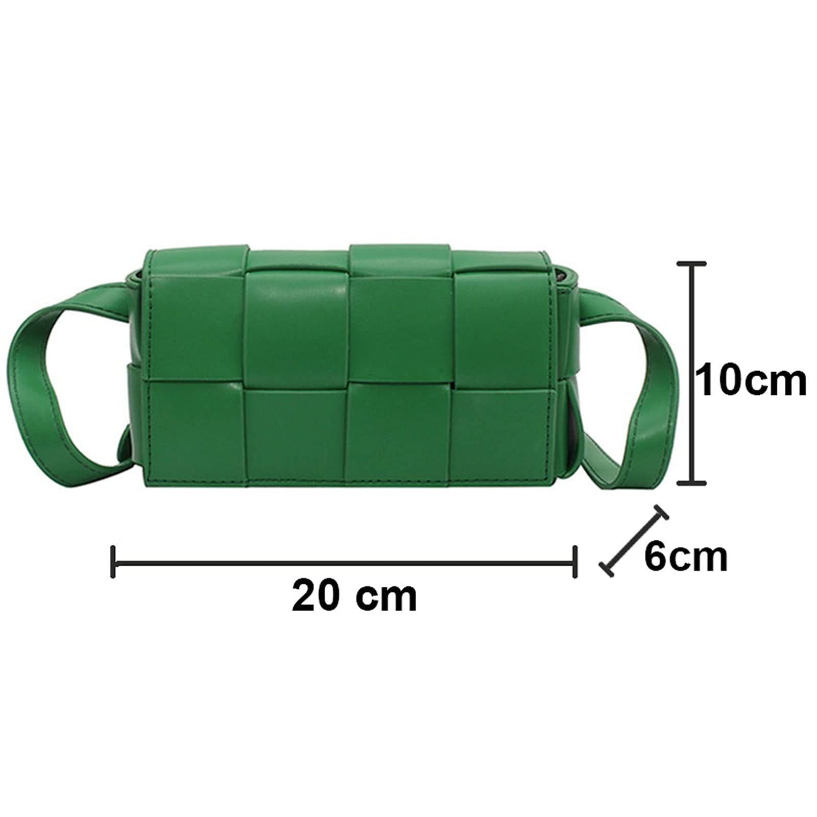 Nerka z klapką, regulowana torebka damska, torba na klatkę piersiową, torba typu crossbody, skóra PU, tkana, pasek na talię (żółta)