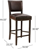 Vista 3 de Christopher Knight Home Avondale - Taburetes de bar sin espalda, juego de 2 piezas, taburetes de bar con respaldo de cuero regenerado marrón