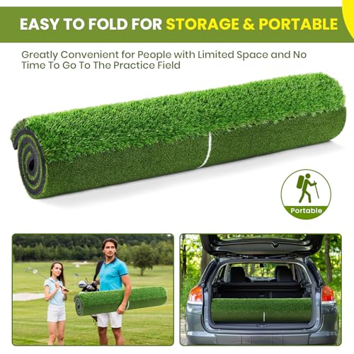 5x4ft & 6x4ft Extra Large Golf Hitting Mat, 26mm Thick Tri-Turf Golf Practice Mat for Indoor Outdoor Training, 3-in-1 Professional Golf Turf for Driving, Chipping & Swinging, Gifts for Him Men Women - image 7