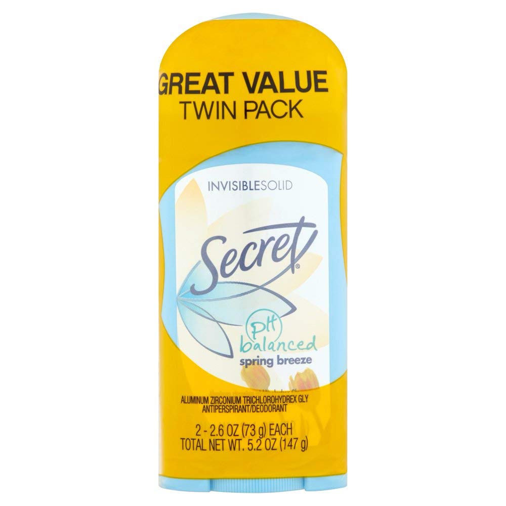 Secret Invisible Solid Antiperspirant & Deodorant, Twin Pack, Spring Breeze 2.6 oz (Pack of 6)