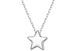 myhouse Sterling Silver Star Shaped Pendant Chain Necklace
