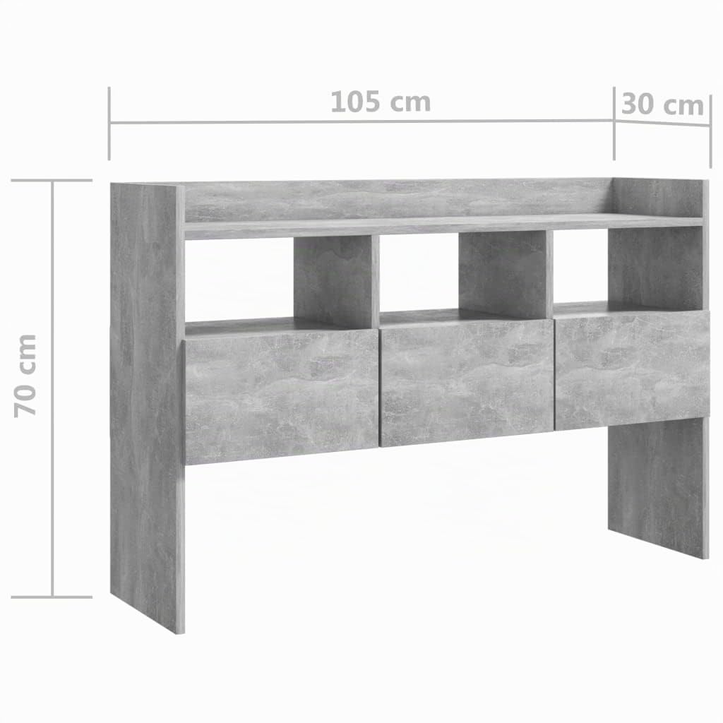 vidaXL Aparador Entrada Acento Pasillo Vestíbulo Recibidor Auxiliar Decoración Hogar Casa Escritorio Mueble de Contrachapada Gris Hormigón 105x30x70cm