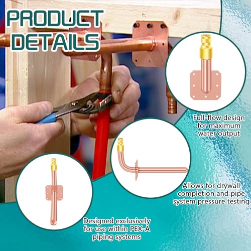 Image of Boltigen 5PCS PEX Expansion, Cooper 1 /2 inch Pex Copper Stub Out With Wall Flange, F1960 (3 1 /2 inch x 6 inch Length)