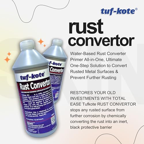 Image of tuf-kote Water-Based Rust Converter Primer All-in-One, Ultimate One-Step Solution to Convert Rusted Metal Surfaces & Prevent Further Rusting [500ML]