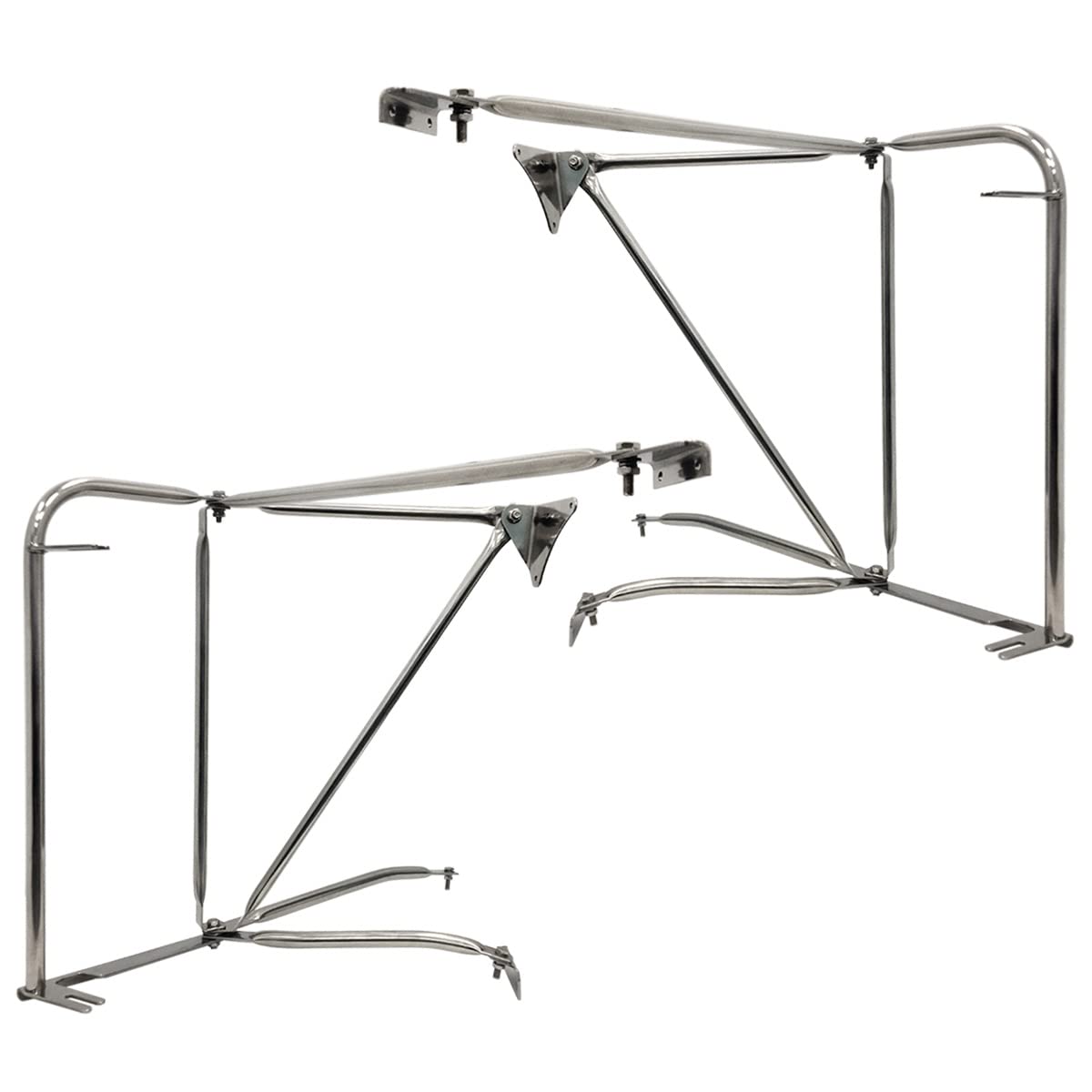 Stainless Door Mirror Bracket Arm with TOP Mount Lower Support Arm and Flat Cowl Plus Mounting Angles - Driver & Passenger Side (Compatible with