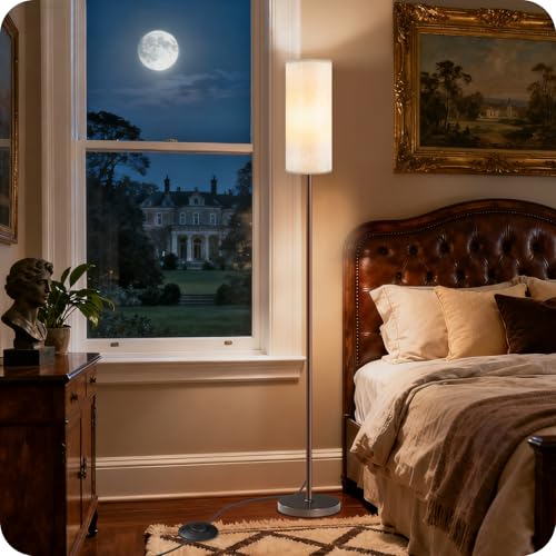 Image of Dimmable Floor Lamps for Living Room with Remote and Foot Switch, 64.4 inch Modern Standing Tall Lamp, Corner Lamp for Bedroom, Office, Bulb Included, 3000K-6500K, Beige and Brown VW06LD05W1