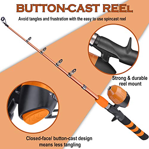 PLUSINNO Angelset für Kinder, Teleskopische Angelrute mit Angelrolle und Angelköder, Angelzubehör und Tragetasche für… – Bild 4