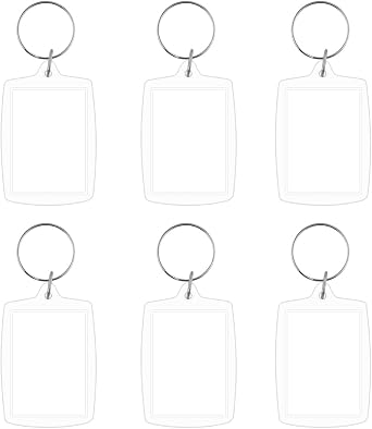 6 Pcs Acrylic Keychain Clear Acrylic Blank Keyring Photo Insert Frame Personalised Photo Key Holder with Split Ring Rectangle DIY Picture Frames Double Sided Blank Keychains