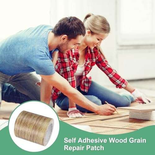 Image of M METERXITY 2-Roll Wood Grain Repair Tape, 2.24in x 15ft Textured Realistic Self-Adhesive Wood Floor Tape Contact Paper for Furniture /Floors /Home [Brown Pine]