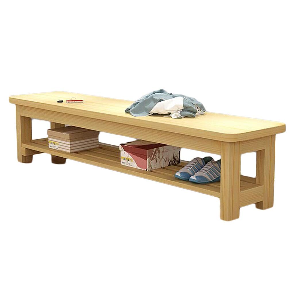 Tabouret long en bois massif double couche, banquette de repos design pour centre commercial