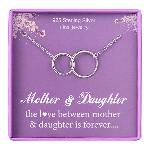 Collar de plata de ley 925 para madre e hija, 2 círculos infinitos, joyería para el día de la madre, regalo de cumpleaños de hija a mamá, collares para mujeres, adolescentes y niñas Cover