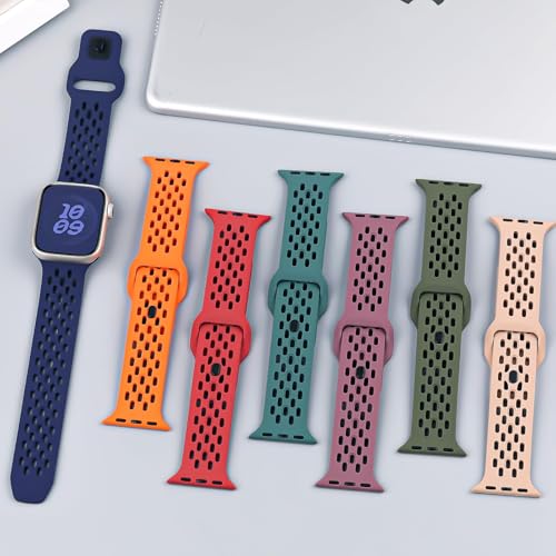 Image of VEMIGON Breathable Sport Band Compatible with Apple Watch 38mm 40mm 41mm 42mm 44mm 45mm 46mm 49mm, Soft Silicone Replacement Strap for iWatch Series 11 10 9 8 7 6 5 4 SE3 SE2 SE Ultra 3 2 1 (No Watch)