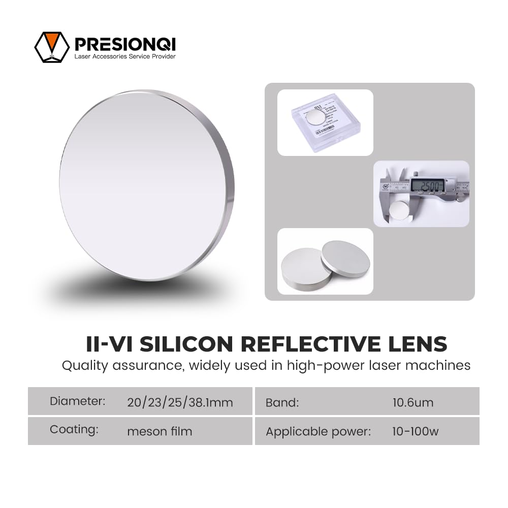 CO2 Laser Mirror Láser Mo 25mm Laser mirrors Reflectivos Lente 3PCS Reflector láser de CO2 Mo Mirror Espejos Láser CO2 para Máquina de Corte y Grabado Láser CO2 30W-400W