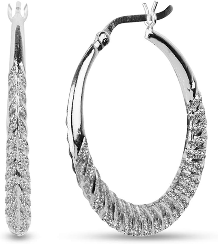 LeCalla 925 Sterling Silver Hoop Earrings for Women | Classic Diamond-Cut Shrimp Earring Hoops| High-Polished Textured & Filigree Medium to Large Hoops | Italian Design Jewelry - Image 5