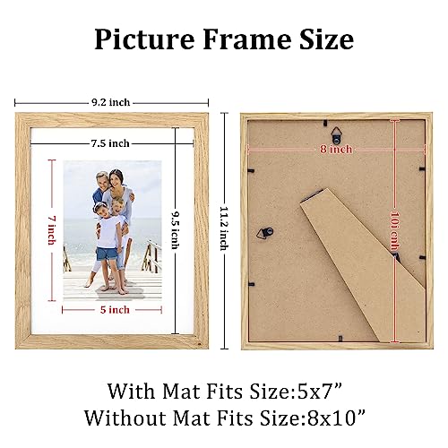 8X10 Picture Frame, Wood Grain Composite Wood Photo Frame 5X7 With Mat Or 8X10 Without Mat With Perspex Glass For Vertical Or Horizontal Tabletop Wall Display For Photos, Paintings, Posters, Artwork, Birthday Christmas Gift, Set Of 4 #TOP1