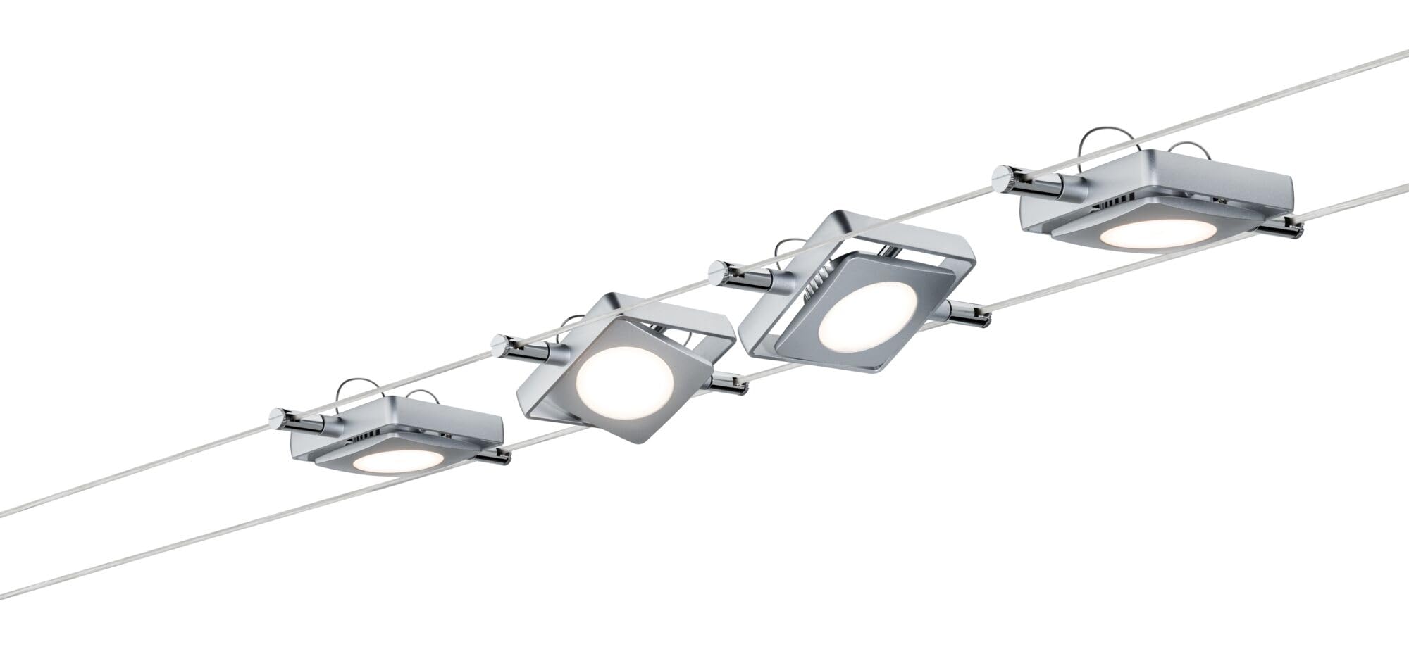 Paulmann 94107 Sistema de cable MacLED Set extensible Blanco cálido 4x4W LED Cromo mate Luminaria de cable Luminaria de suspensión