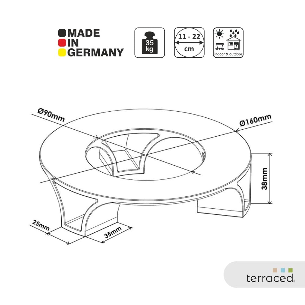 Set 4 Sottobicchieri Rotondi Diametro 16 Cm – Nero, Materiale Riciclato, Made In Germany, Per Vasi E Piante
