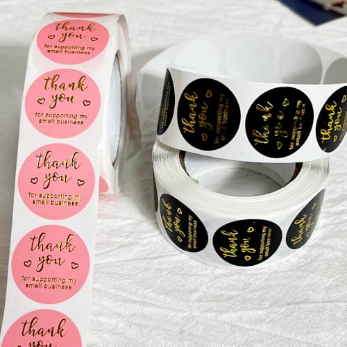 Image of Alokik Enterprise 2000 Pcs Thank You for Supporting My Small Business Watercolor Stickers,Round Thank You Adhesive Sticker for Wedding Supplies Packing Sticker Gift Wrap (4 x Decorative Sticker Roll)