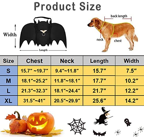 Halloween Dog Costume Pet Bat Wings, Funny Costumes For Medium Large Dogs, Puppy Cosplay Apparel With Dog Leash And Pumpkin Bells, Adjustable Bat Wing For Party Outfit Clothes #TOP1