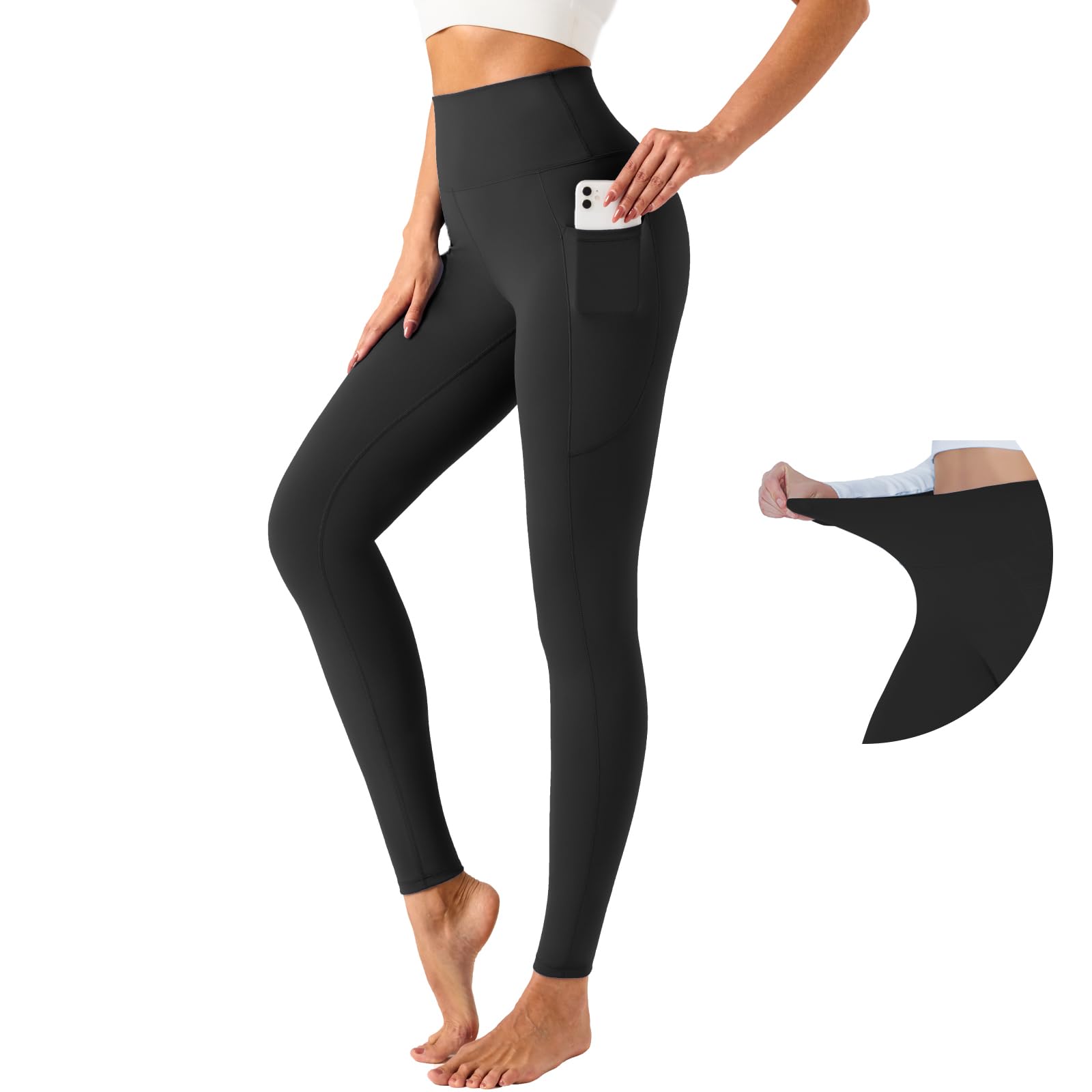 UNACOO Yoga Pants for Women High Waisted Tummy Control Yoga Pants with Pockets Elasticity Yoga Legging