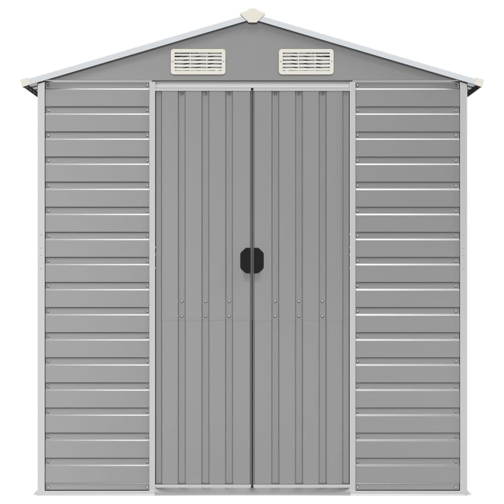 Gartenhaus Hellgrau aus verzinktem Stahl 191 x 895 x 198 cm großer Geräteschuppen mit Belüftung, abschließbarer Tür und robustem Metall für Werkzeug, Rasenmäher, Fahrrad und Gartenlagerung