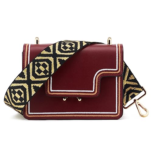 Image of Wide Shoulder Strap Adjustable Replacement Belt Guitar Style Crossbody Bag Handbag Strap Multicolor Canvas Straps(Wide:2in)(Color9)